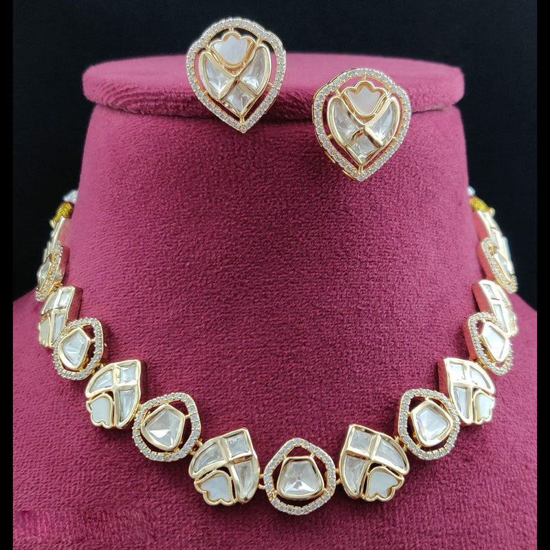 Vivah Creations Gold Plated Polki Kundan Necklace Set