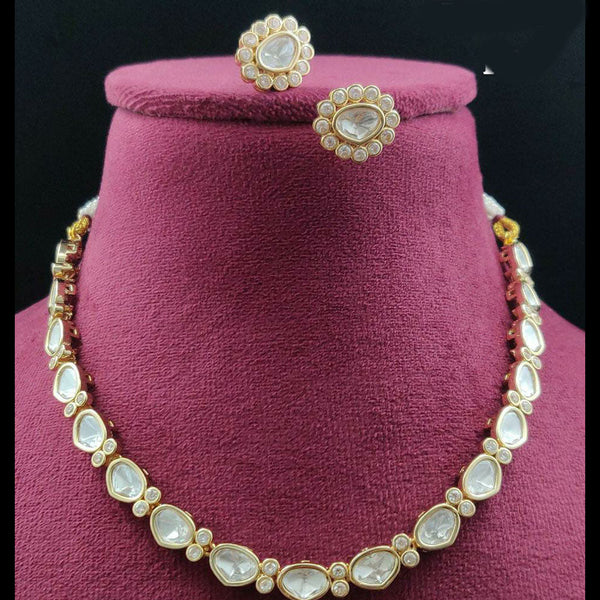 Vivah Creations Gold Plated Polki Kundan Necklace Set