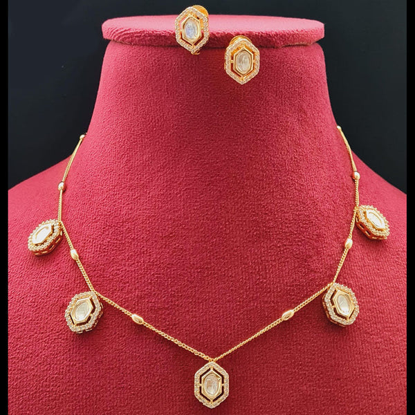 Vivah Creations Gold Plated Polki Kundan Necklace Set