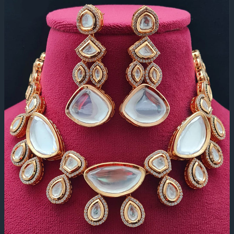 Vivah Creations Gold Plated Polki Kundan Necklace Set