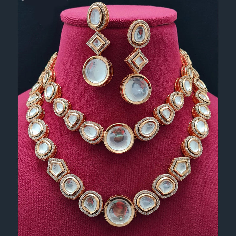 Vivah Creations Gold Plated Polki Kundan Necklace Set