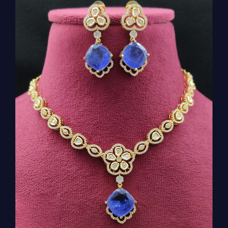 Vivah Creations Gold Plated Polki Kundan Necklace Set