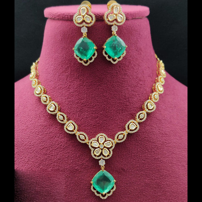 Vivah Creations Gold Plated Polki Kundan Necklace Set