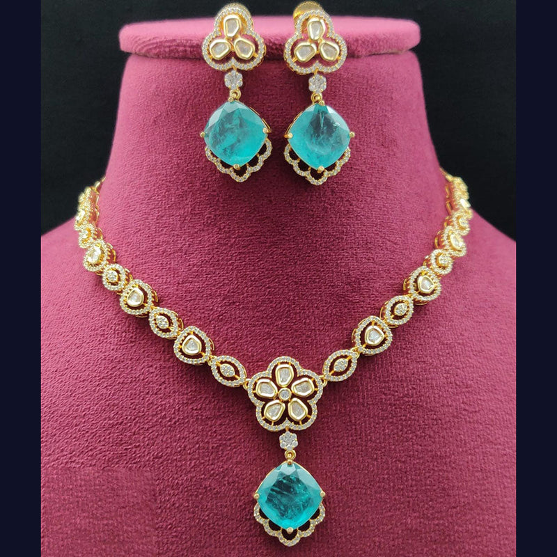 Vivah Creations Gold Plated Polki Kundan Necklace Set