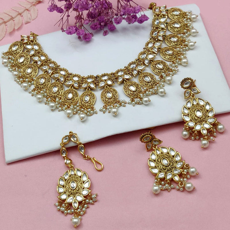 Vivah Creations Gold Plated Polki Kundan Necklace Set