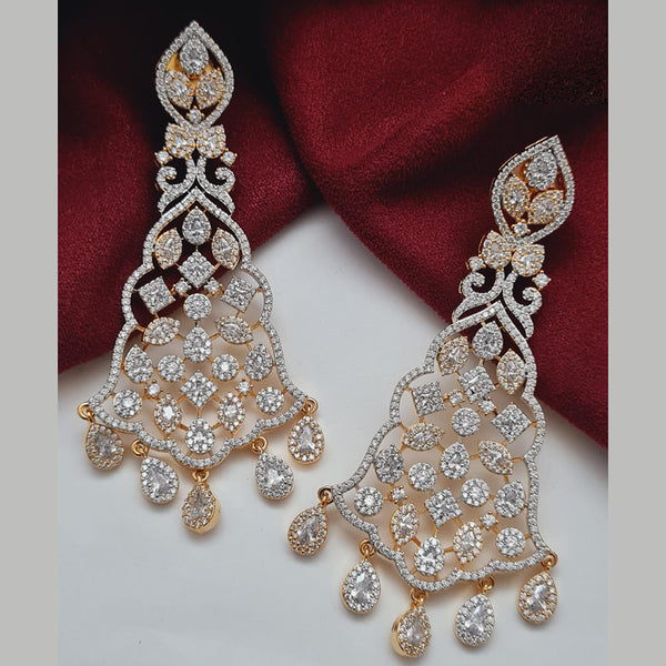 Vivah Creations Gold Plated American Diamond Dangler Earrings