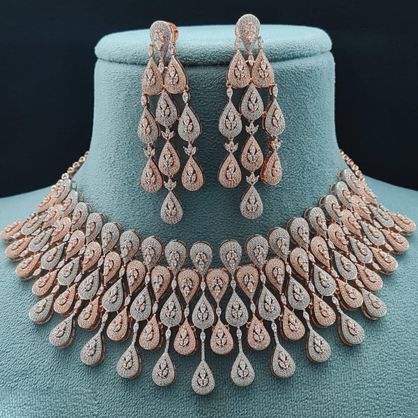 Vivah Creations 2Tone Plated American Diamond Necklace Set