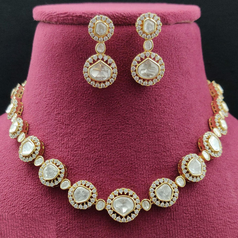 Vivah Creations Gold Plated Polki Kundan Necklace Set