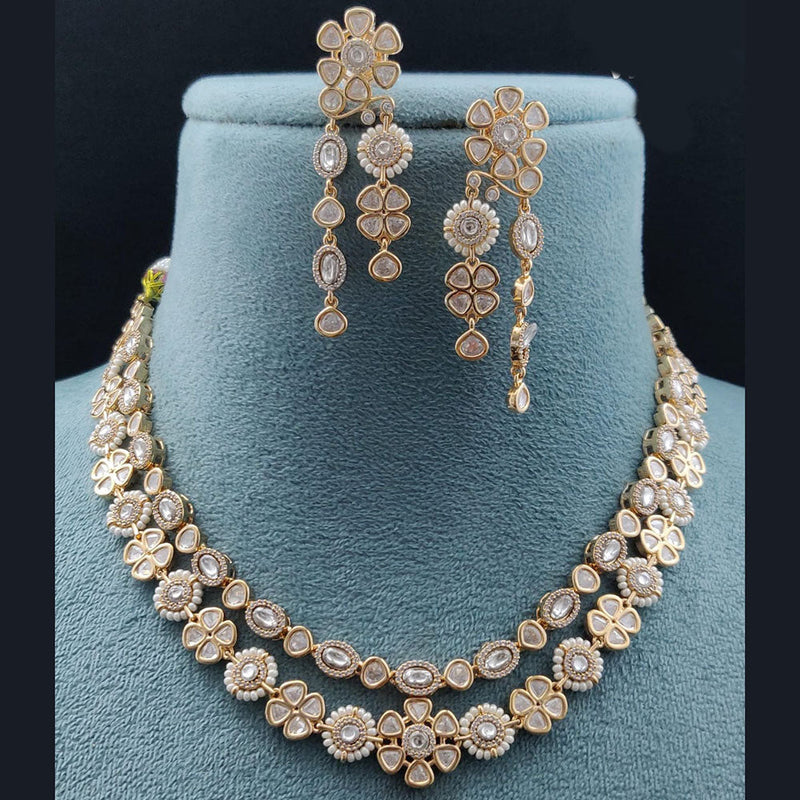 Vivah Creations Gold Plated Polki Kundan Necklace Set