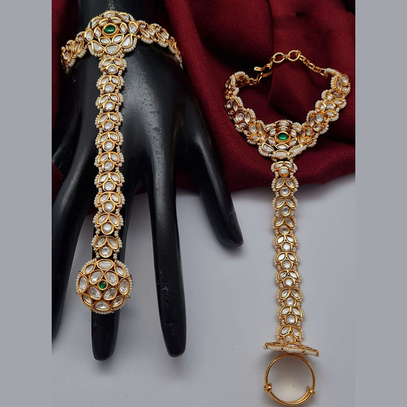 Vivah Creations Gold Plated Polki Kundan Stone Hand Harness