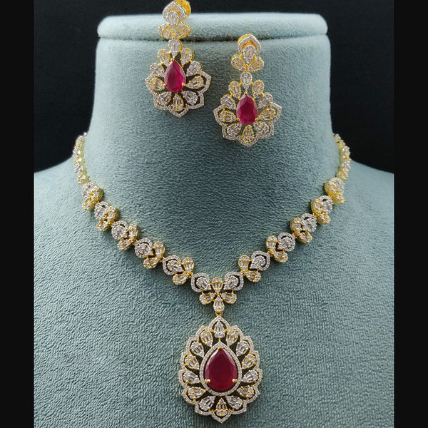 Vivah Creations Gold Plated American Diamond Necklace Set