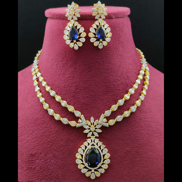 Vivah Creations Gold Plated American Diamond Necklace Set