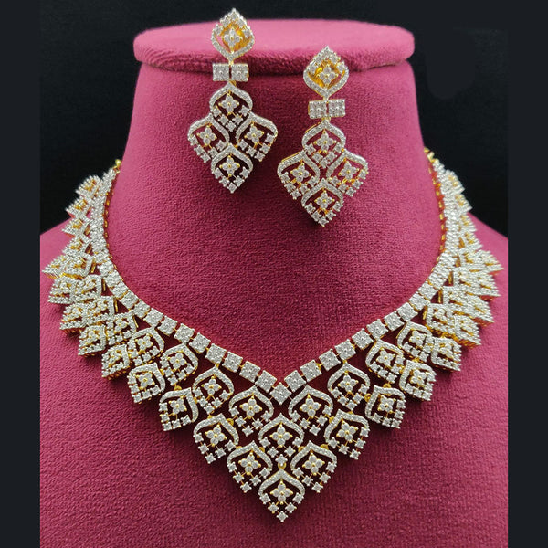 Vivah Creations Gold Plated American Diamond Necklace Set