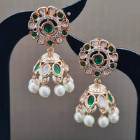 Vivah Creations Gold Plated Polki Kundan  And Pearls Jhumki Earrings