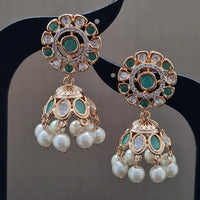 Vivah Creations Gold Plated Polki Kundan  And Pearls Jhumki Earrings