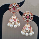 Vivah Creations Gold Plated Polki Kundan  And Pearls Jhumki Earrings