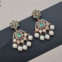 Vivah Creations Gold Plated Polki Kundan And Pearl Dangler Earrings