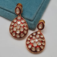 Vivah Creations Gold Plated Polki Kundan And Meenakari Dangler Earrings