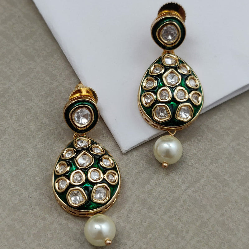 Vivah Creations Gold Plated Polki Kundan And Meenakari Dangler Earrings