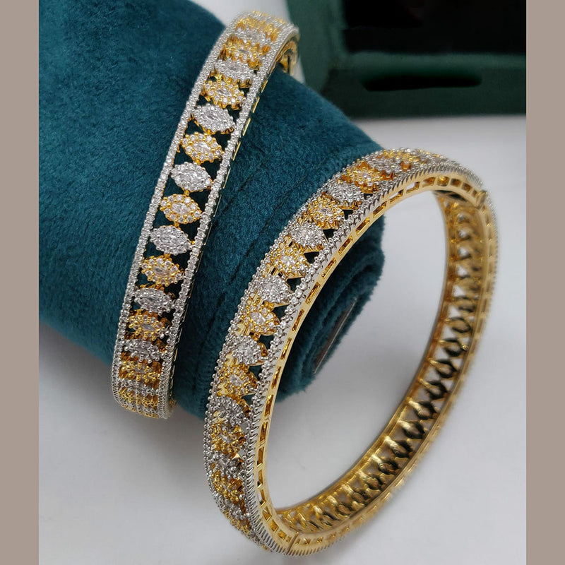 Vivah Creations 2 Tone Plated American Diamond  Bangle Set