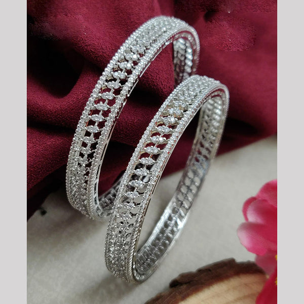 Vivah Creations Silver Plated American Diamond  Bangle Set