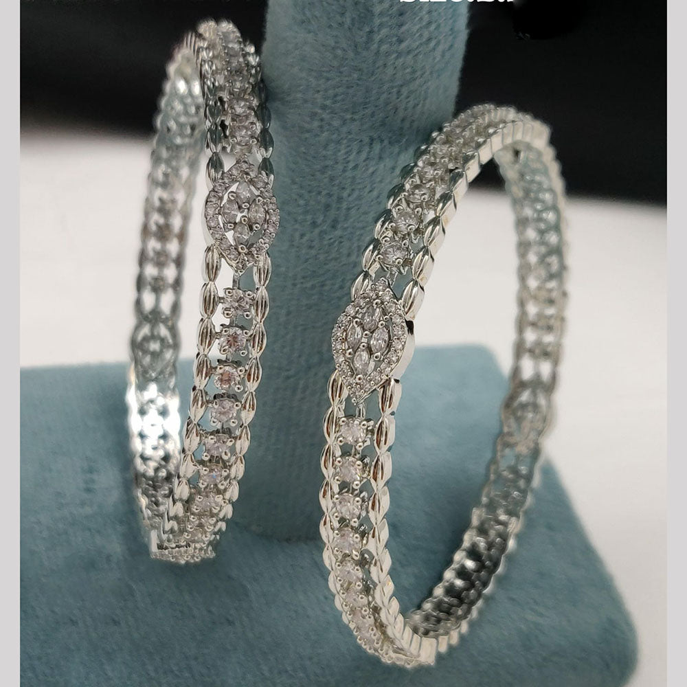 Vivah Creations Silver Plated American Diamond  Bangle Set