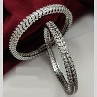 Vivah Creations Silver Plated American Diamond  Bangle Set