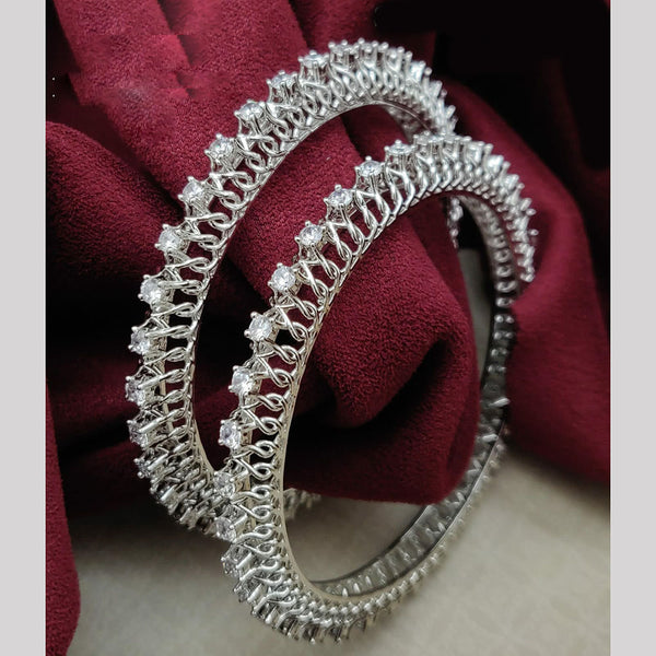 Vivah Creations Silver Plated American Diamond  Bangle Set