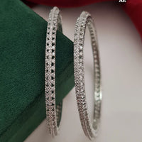 Vivah Creations Silver Plated American Diamond  Bangle Set