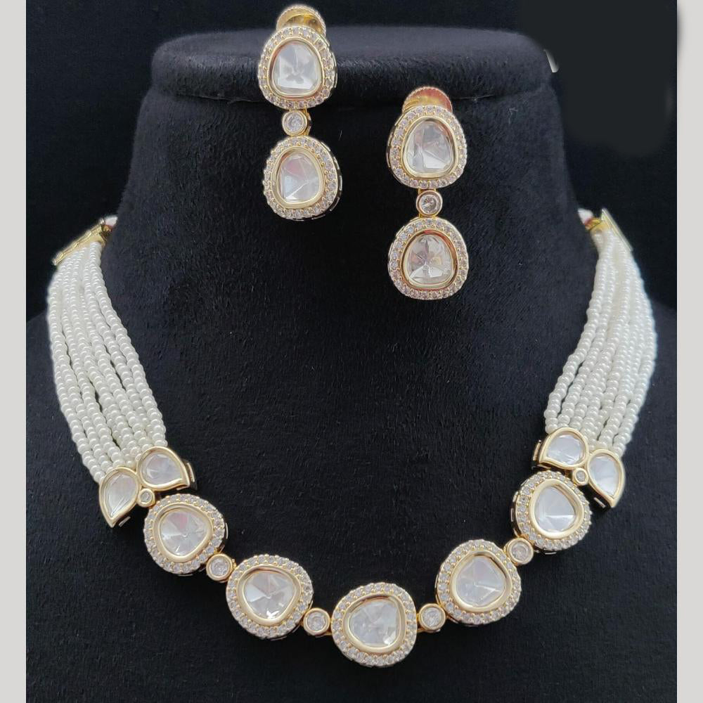 Vivah Creations Gold Plated Crystal And Pearl Necklace Set