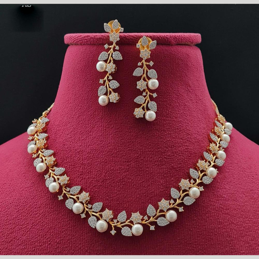 Vivah Creations Austrian And Pearl Necklace Set