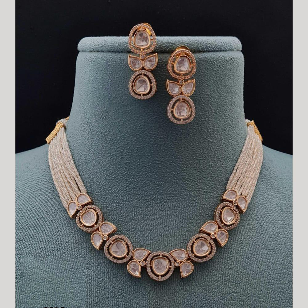 Vivah Creations Gold Plated Polki Kundan And Pearl Necklace Set