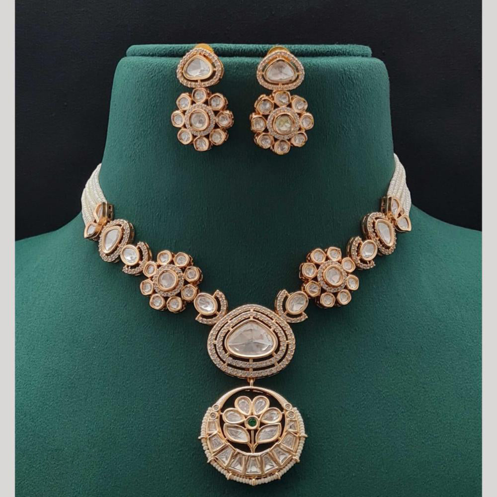 Vivah Creations Gold Plated Polki Kundan And Pearl Necklace Set