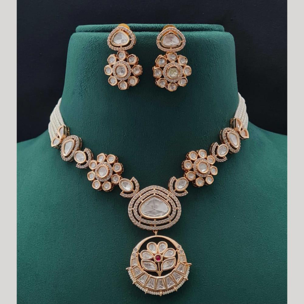Vivah Creations Gold Plated Polki Kundan And Pearl Necklace Set