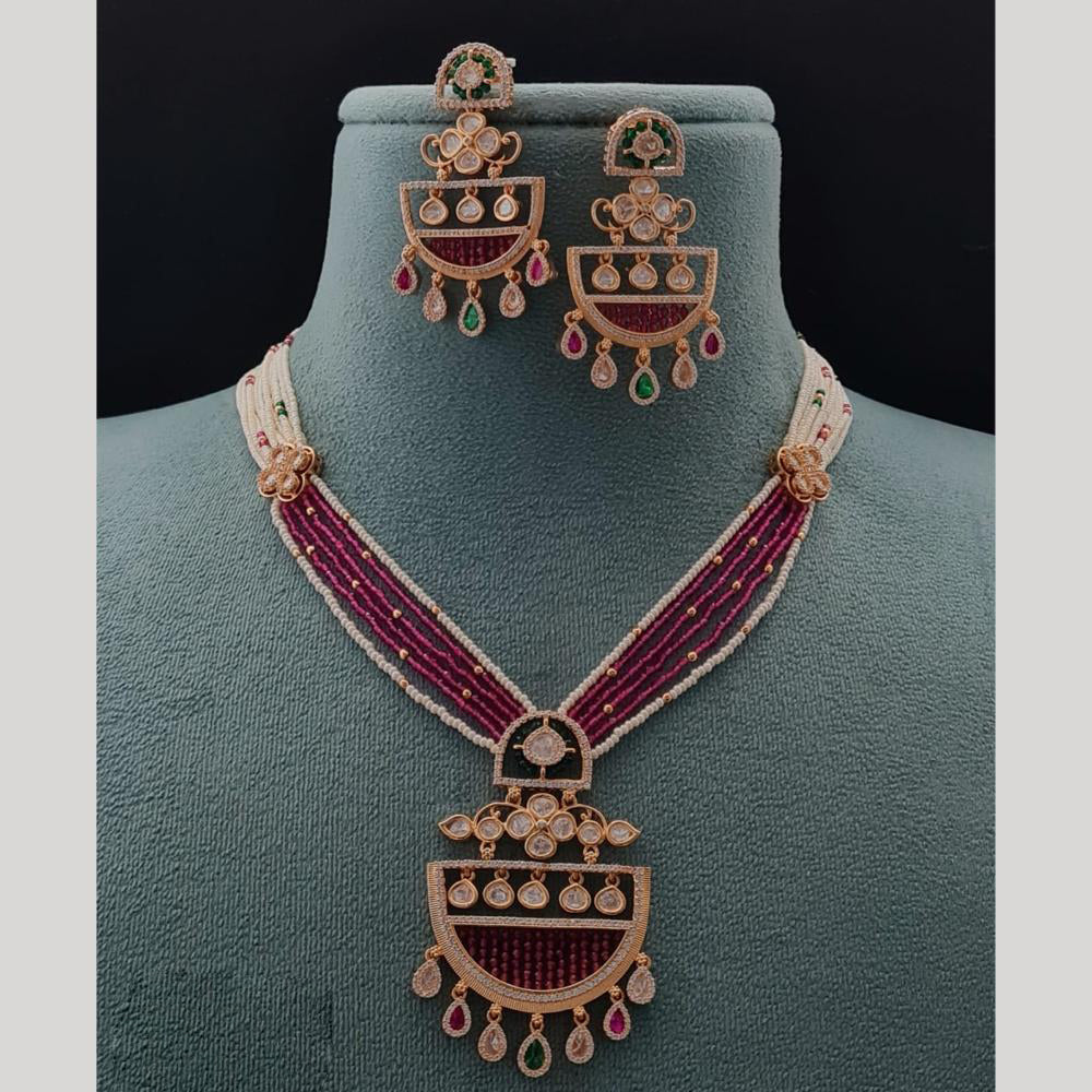 Vivah Creations Gold Plated Polki Kundan And Pearl Necklace Set