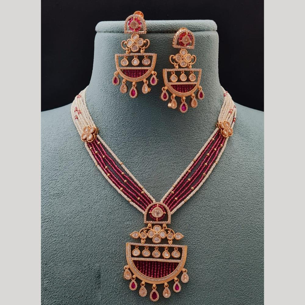 Vivah Creations Gold Plated Polki Kundan And Pearl Necklace Set