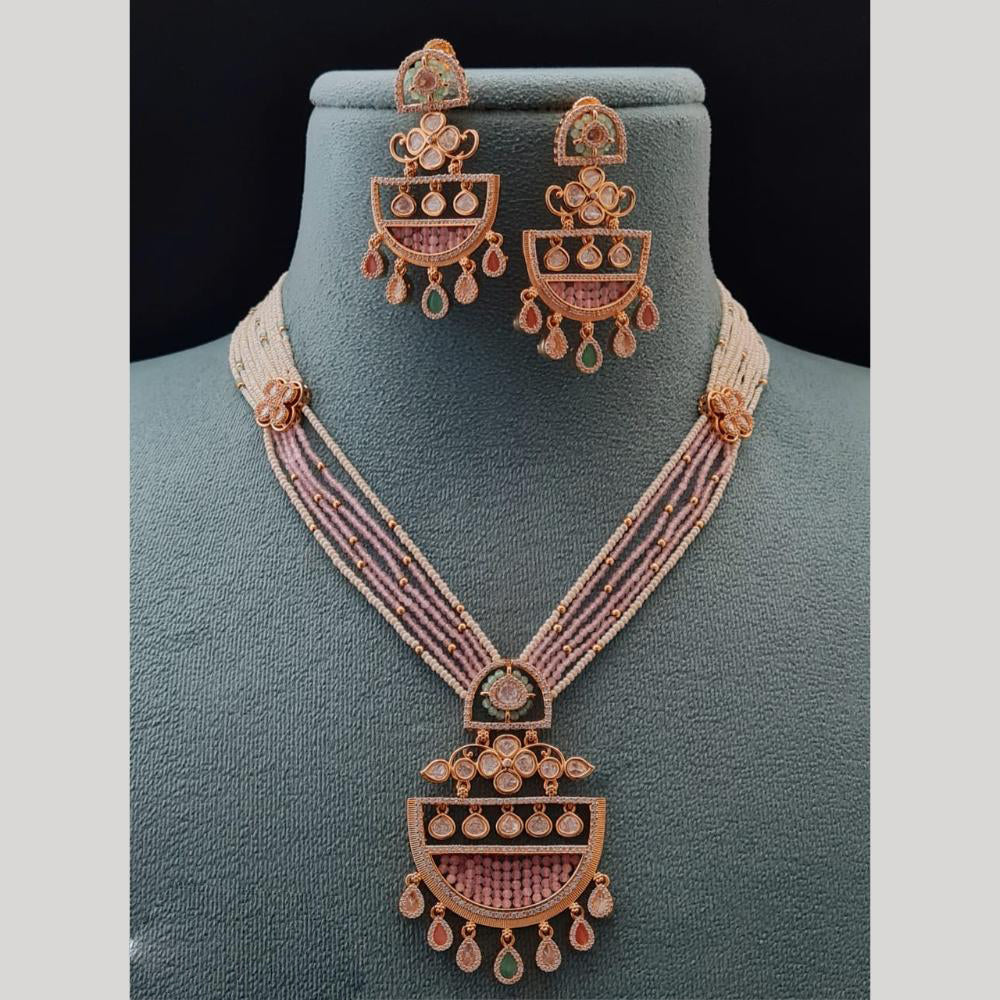 Vivah Creations Gold Plated Polki Kundan And Pearl Necklace Set