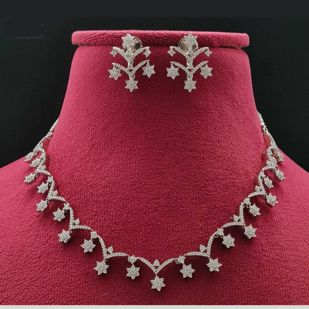 Vivah Creations Silver Plated Austrian Stone Necklace Set