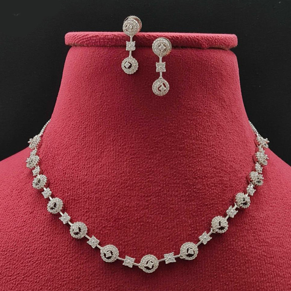 Vivah Creations Silver Plated Austrian Stone Necklace Set