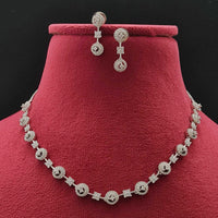 Vivah Creations Silver Plated Austrian Stone Necklace Set