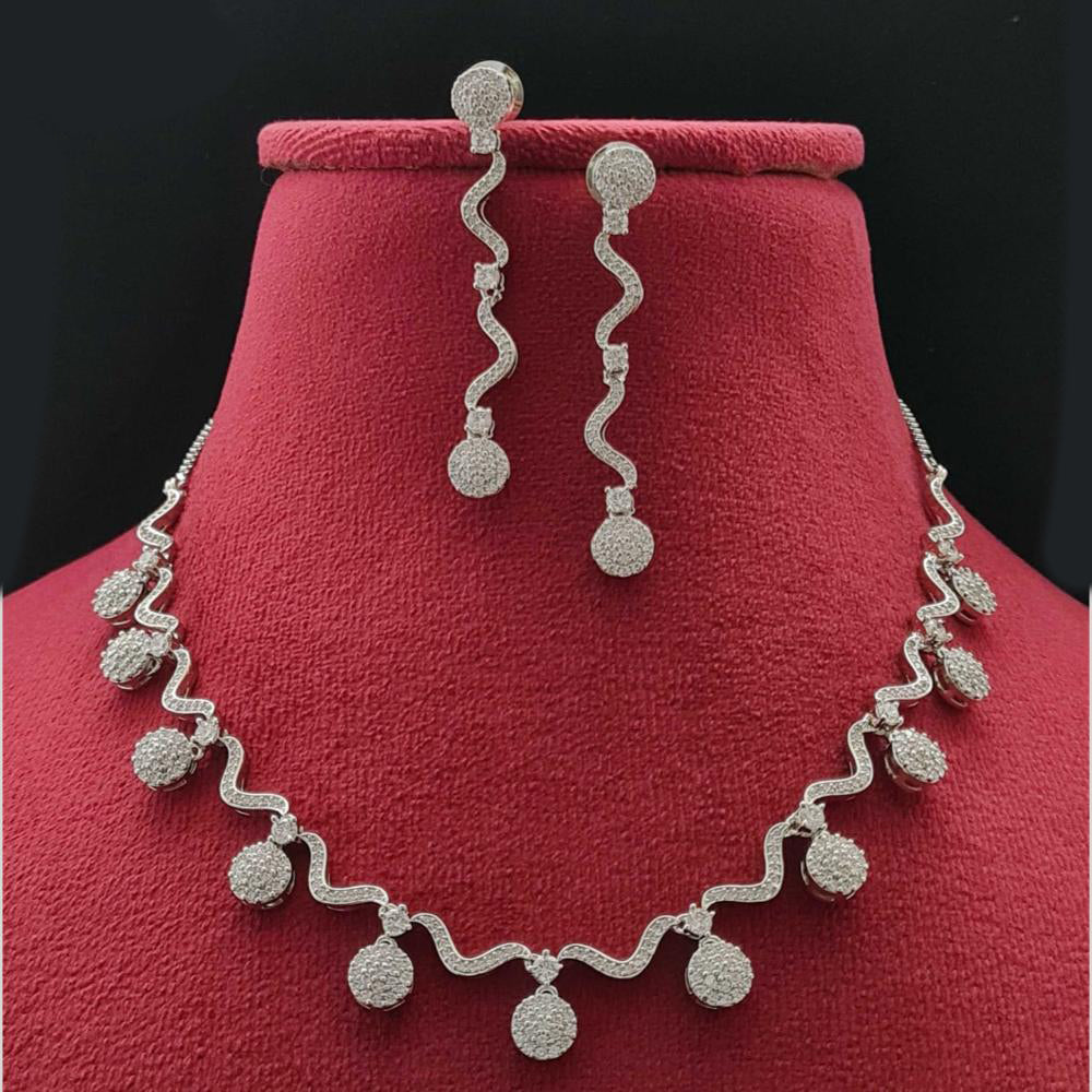 Vivah Creations Silver Plated Austrian Stone Necklace Set