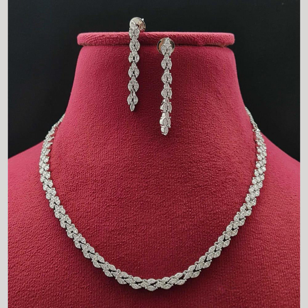 Vivah Creations Silver Plated Austrian Stone Necklace Set