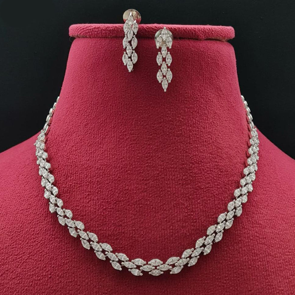 Vivah Creations Silver Plated Austrian Stone Necklace Set