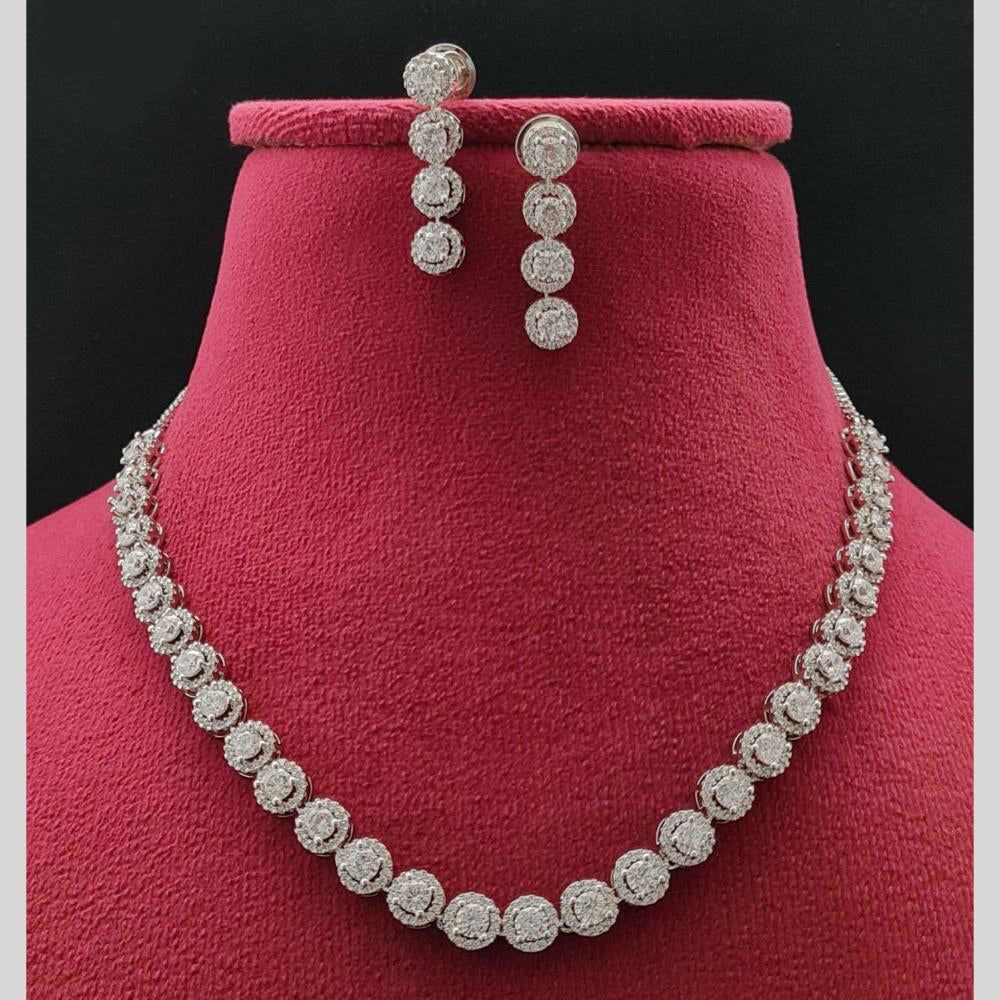 Vivah Creations Silver Plated Austrian Stone Necklace Set