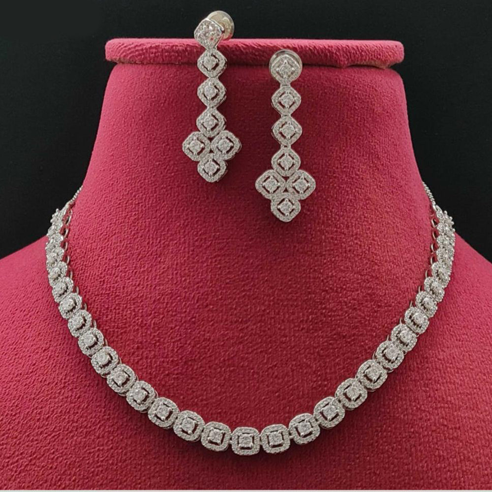 Vivah Creations Silver Plated Austrian Stone Necklace Set