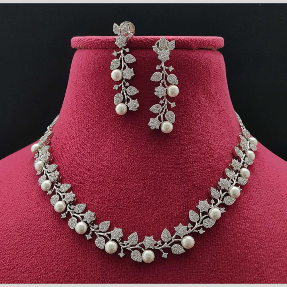 Vivah Creations Silver Plated Austrian Stone Necklace Set