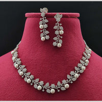 Vivah Creations Silver Plated Austrian Stone Necklace Set