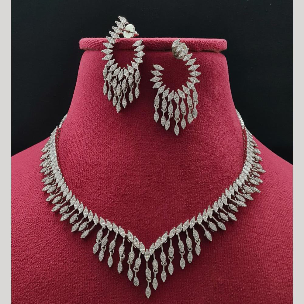 Vivah Creations Silver Plated Austrian Stone Necklace Set