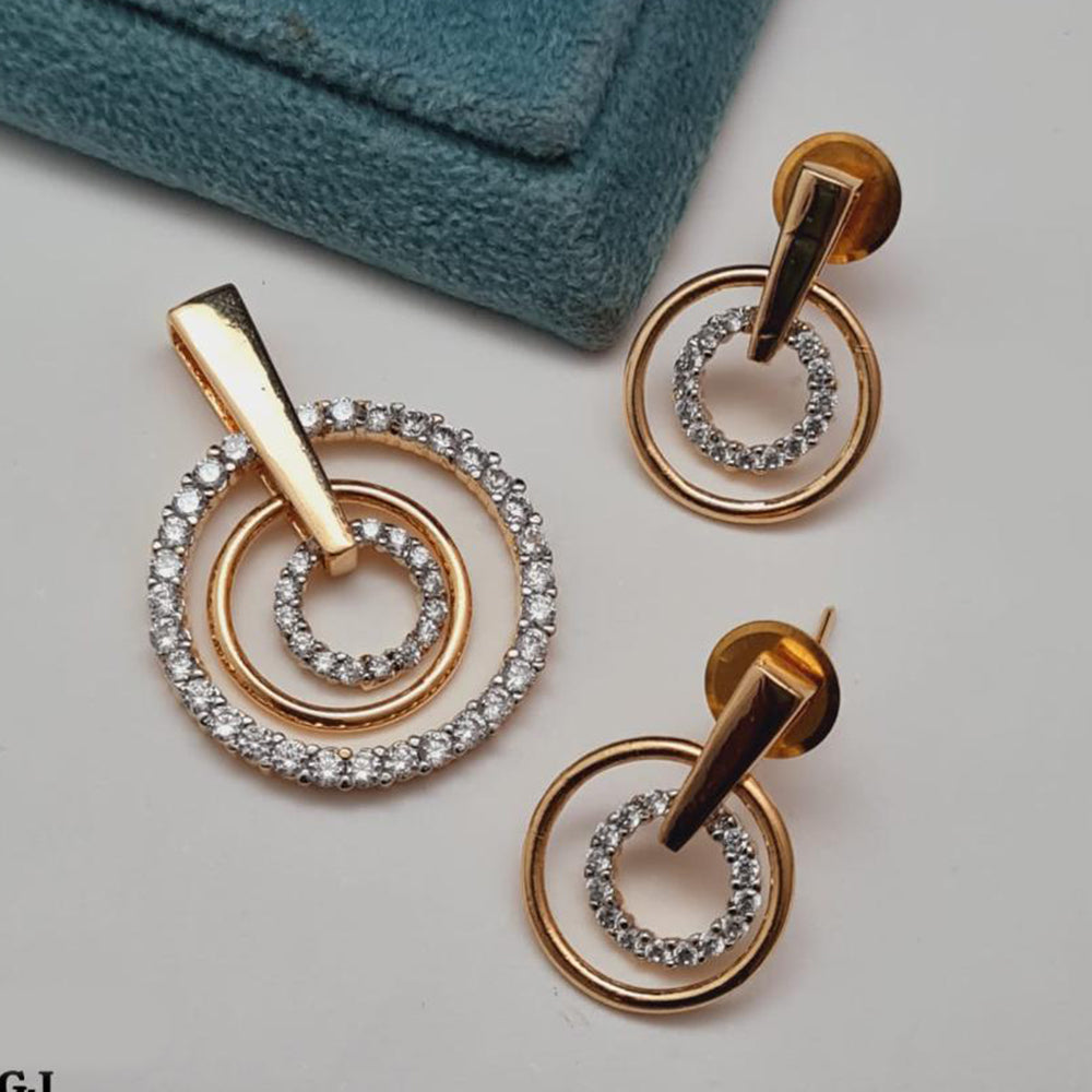 Vivah Creations Gold Plated Austrian Stone Pendant Set