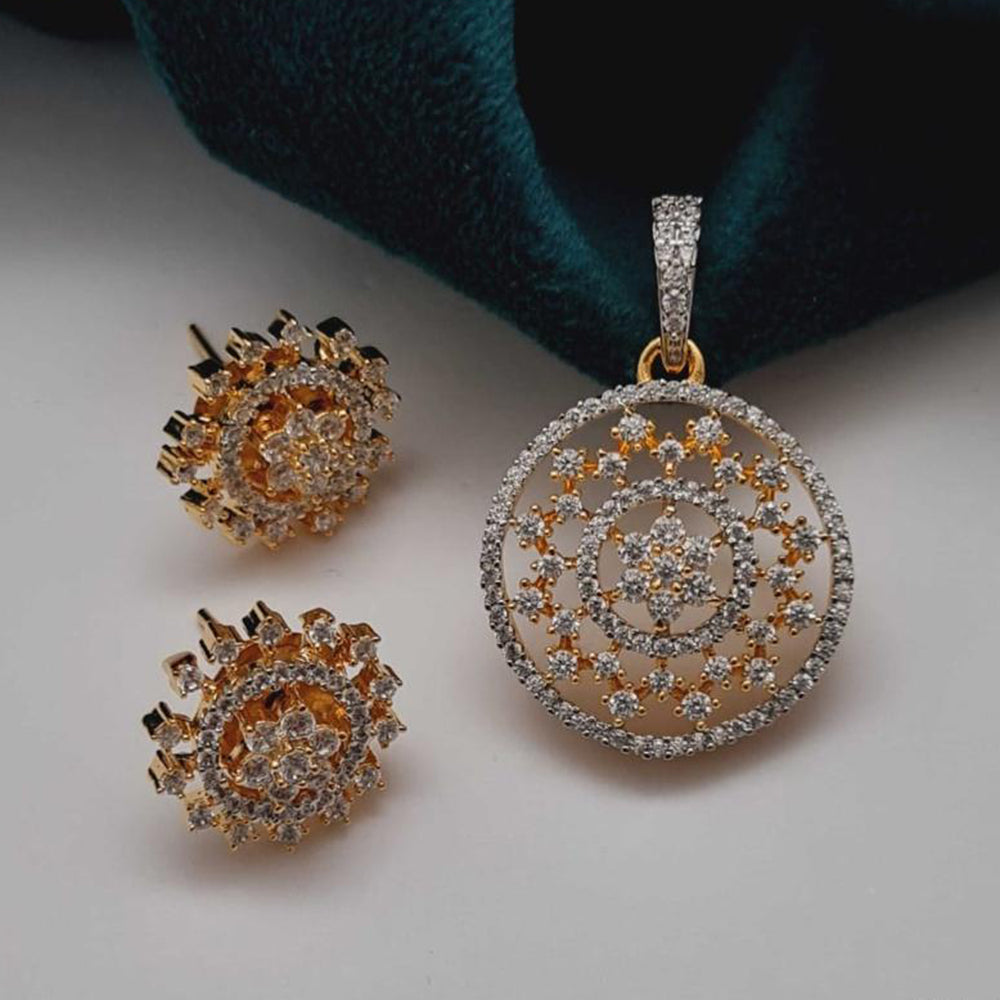 Vivah Creations Gold Plated Austrian Stone Pendant Set